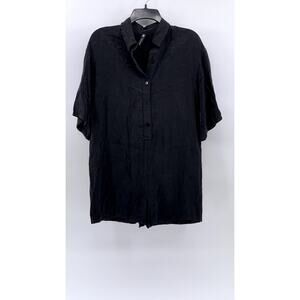 ZARA Women's Black Flowey Short Sleeve Jumpsuit SZ XS